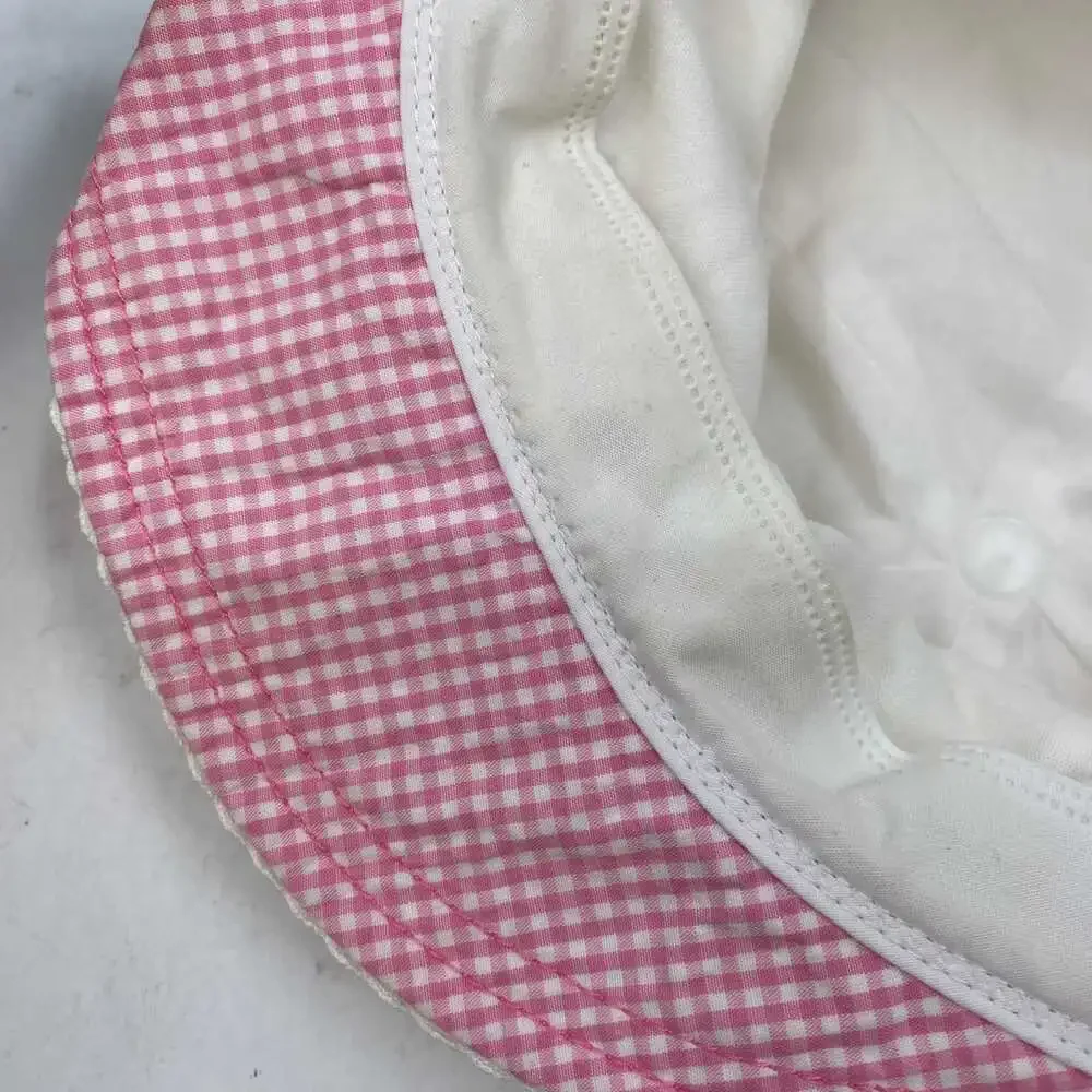 Miki House White Pink Gingham Cherry Cap | Girls’ Size 5T